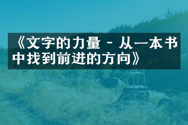 《文字的力量 - 从一本书中找到前进的方向》