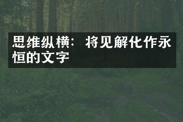 思维纵横：将见解化作永恒的文字