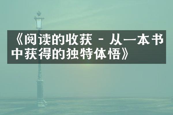 《阅读的收获 - 从一本书中获得的独特体悟》