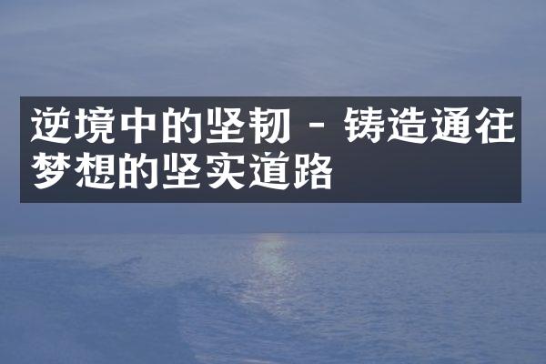 逆境中的坚韧 - 铸造通往梦想的坚实道路