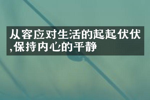 从容应对生活的起起伏伏,保持内心的平静