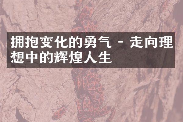 拥抱变化的勇气 - 走向理想中的辉煌人生