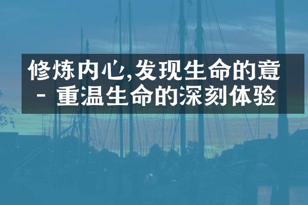 修炼内心,发现生命的意义 - 重温生命的深刻体验