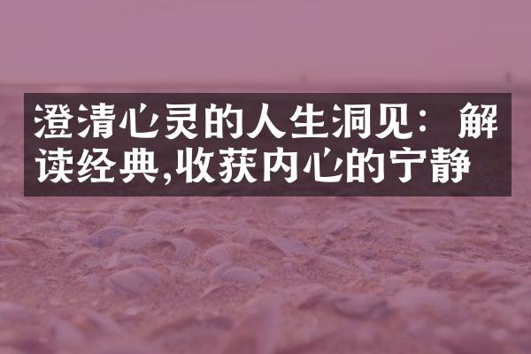 澄清心灵的人生洞见：解读经典,收获内心的宁静