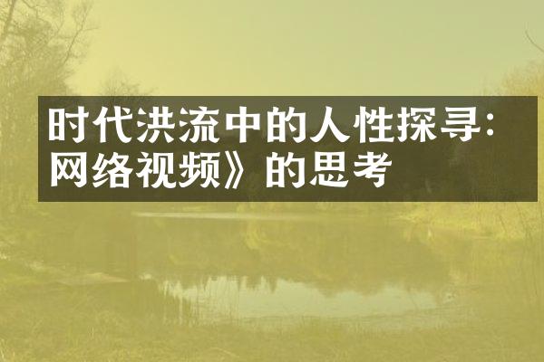 时代洪流中的人性探寻:《网络视频》的思考