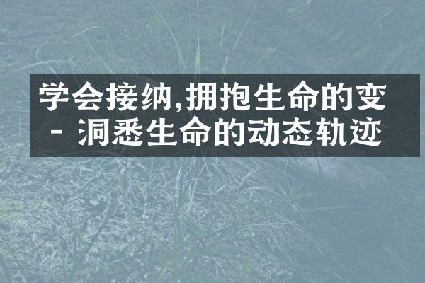 学会接纳,拥抱生命的变化 - 洞悉生命的动态轨迹