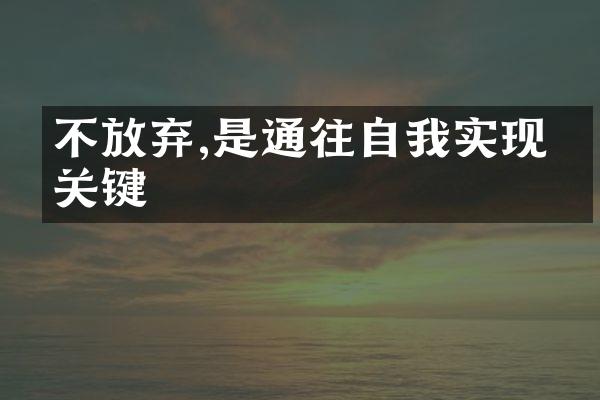 不放弃,是通往自我实现的关键