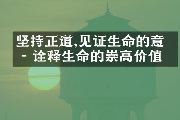 坚持正道,见证生命的意义 - 诠释生命的崇高价值