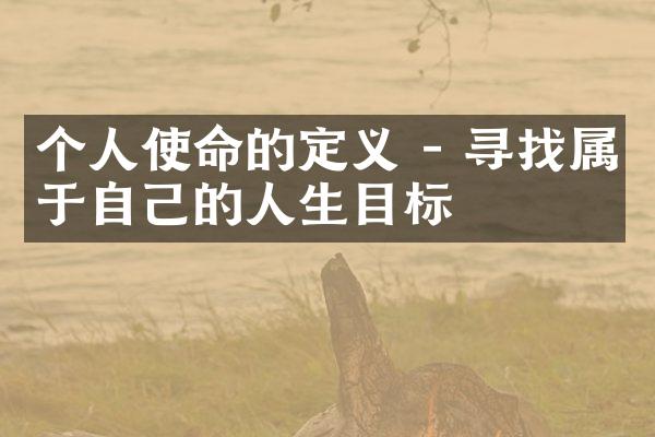 个人使命的定义 - 寻找属于自己的人生目标
