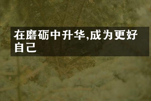 在磨砺中升华,成为更好的自己