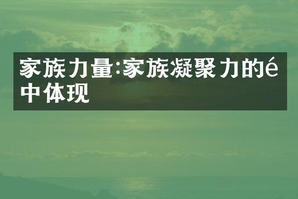 家族力量:家族凝聚力的集中体现