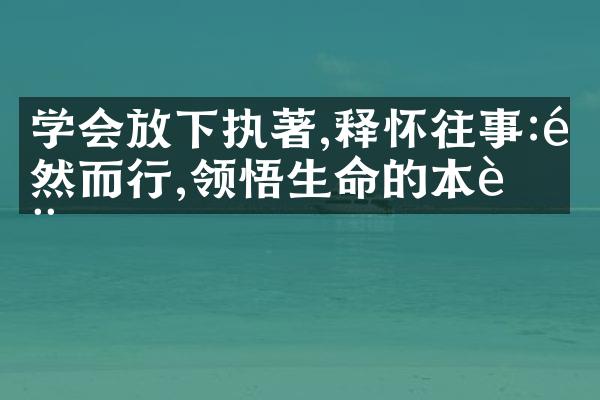 学会放下执著,释怀往事:释然而行,领悟生命的本质