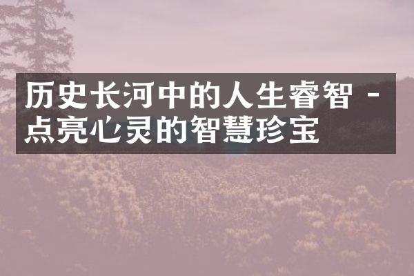 历史长河中的人生睿智 - 点亮心灵的智慧珍宝