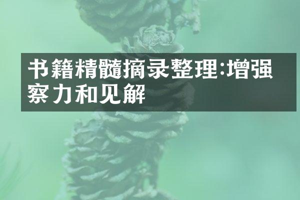 书籍精髓摘录整理:增强洞察力和见解