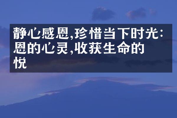 静心感恩,珍惜当下时光:感恩的心灵,收获生命的喜悦
