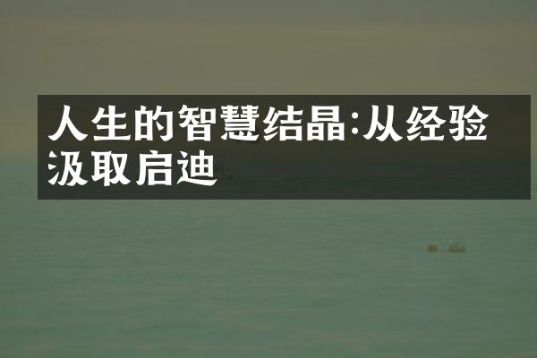 人生的智慧结晶:从经验中汲取启迪