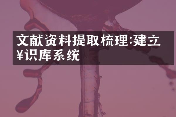 文献资料提取梳理:建立知识库系统