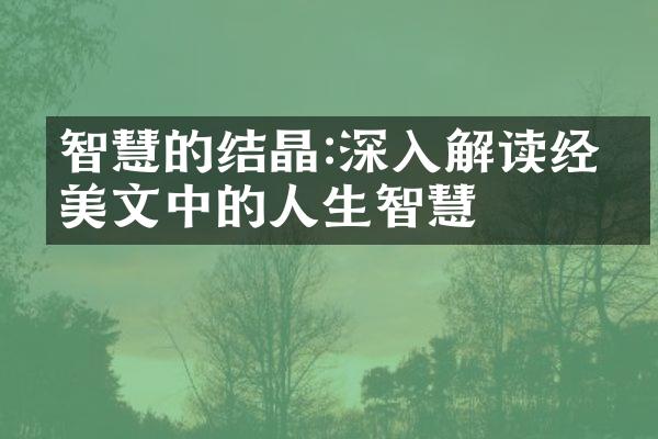 智慧的结晶:深入解读经典美文中的人生智慧