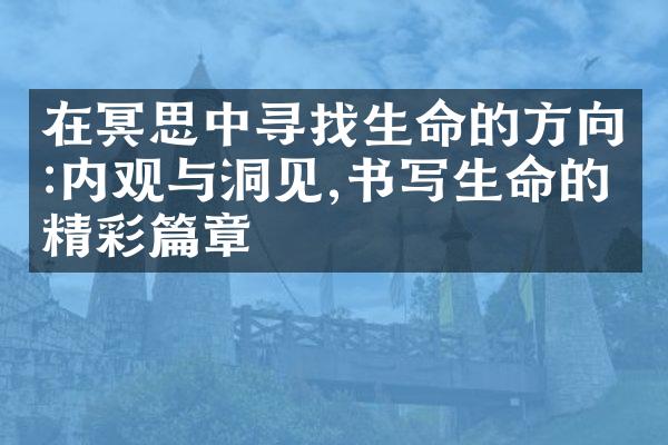在冥思中寻找生命的方向:内观与洞见,书写生命的精彩篇章
