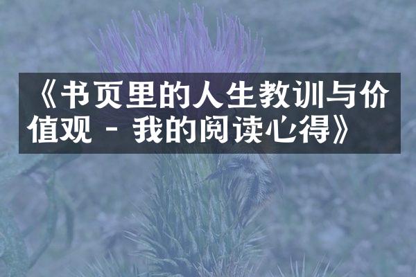《书页里的人生教训与 - 我的阅读心得》
