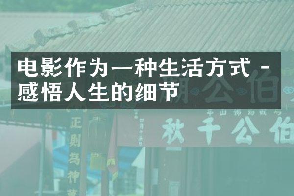 电影作为一种生活方式 - 感悟人生的细节