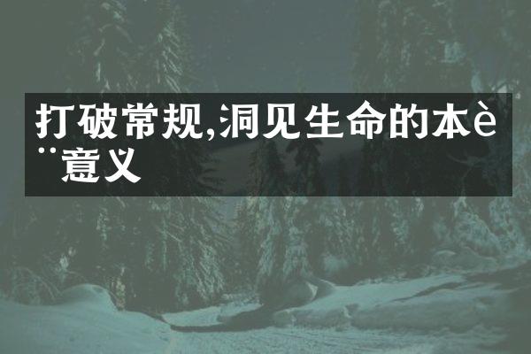 打破常规,洞见生命的本质意义
