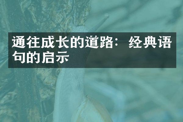 通往成长的道路：经典语句的启示