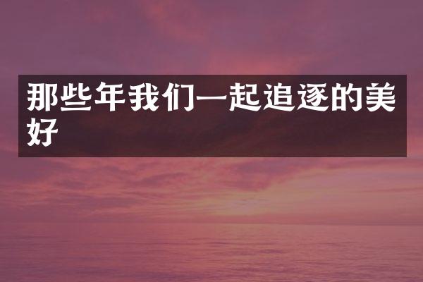 那些年我们一起追逐的美好
