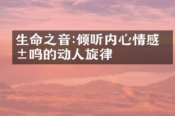 生命之音:倾听内心情感共鸣的动人旋律