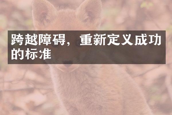 跨越障碍，重新定义成功的标准