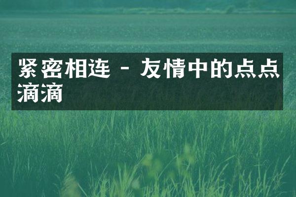紧密相连 - 友情中的点点滴滴