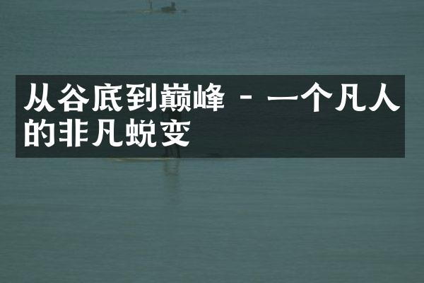 从谷底到巅峰 - 一个凡人的非凡蜕变