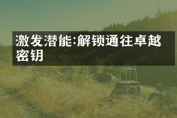 激发潜能:解锁通往卓越的密钥