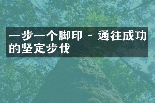 一步一个脚印 - 通往成功的坚定步伐