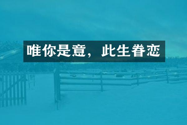 唯你是意，此生眷恋