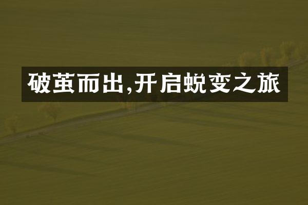 破茧而出,开启蜕变之旅