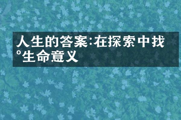 人生的答案:在探索中找到生命意义