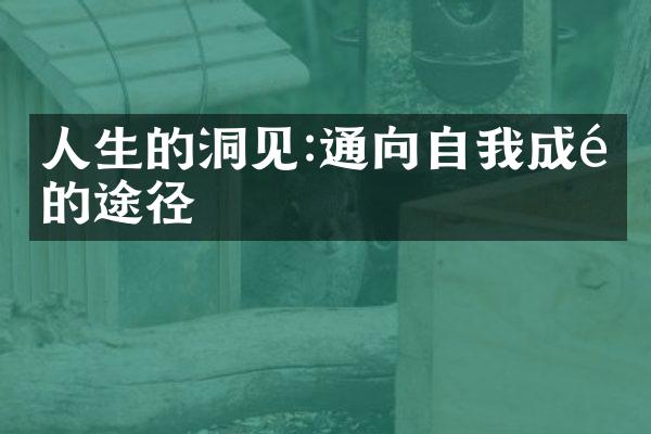 人生的洞见:通向自我成长的途径