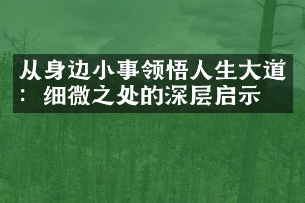 从身边小事领悟人生大道：细微之处的深层启示