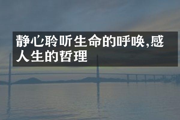 静心聆听生命的呼唤,感悟人生的哲理