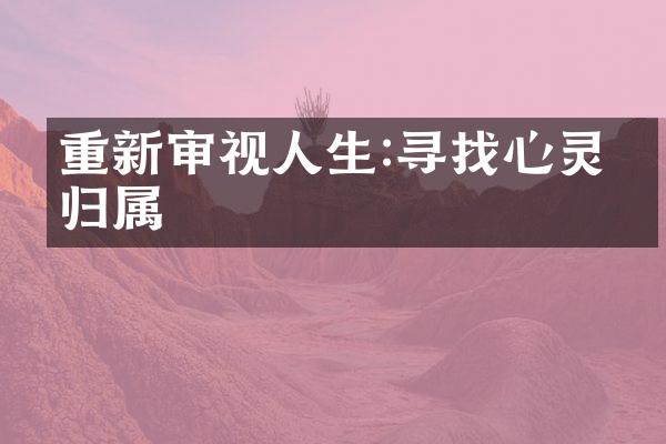 重新审视人生:寻找心灵的归属