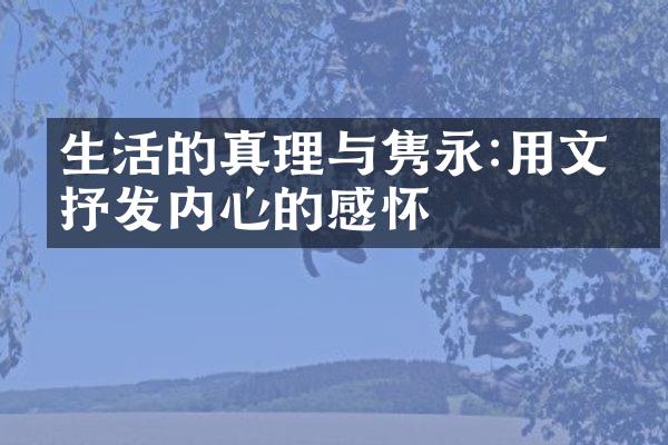 生活的真理与隽永:用文字抒发内心的感怀
