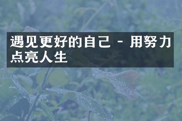 遇见更好的自己 - 用努力点亮人生
