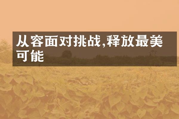 从容面对挑战,释放最美的可能