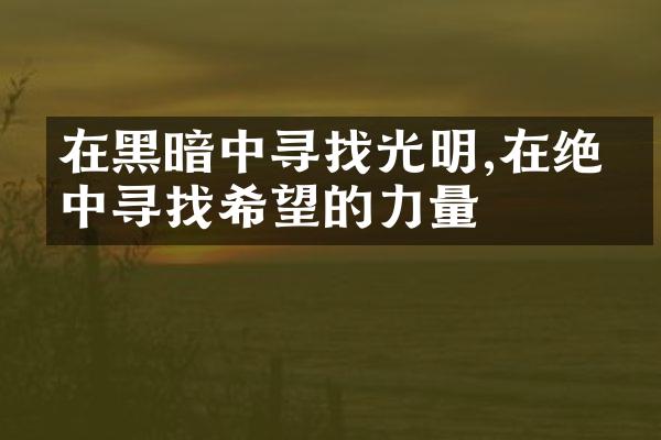 在黑暗中寻找光明,在绝望中寻找希望的力量