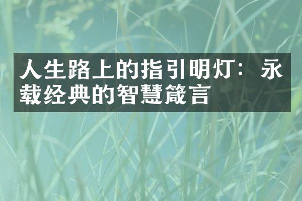 人生路上的指引明灯：永载经典的智慧箴言