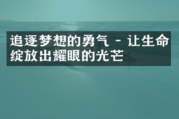 追逐梦想的勇气 - 让生命绽放出耀眼的光芒