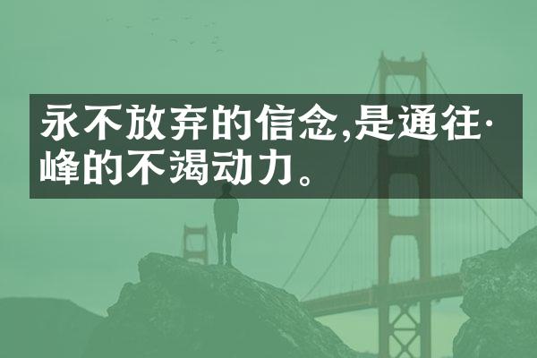 永不放弃的信念,是通往巅峰的不竭动力。