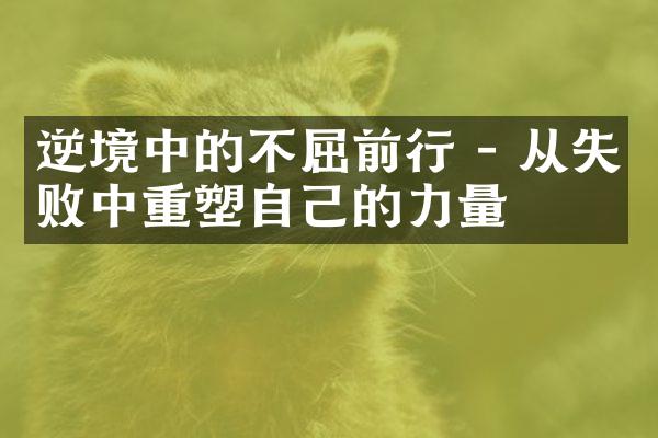 逆境中的不屈前行 - 从失败中重塑自己的力量