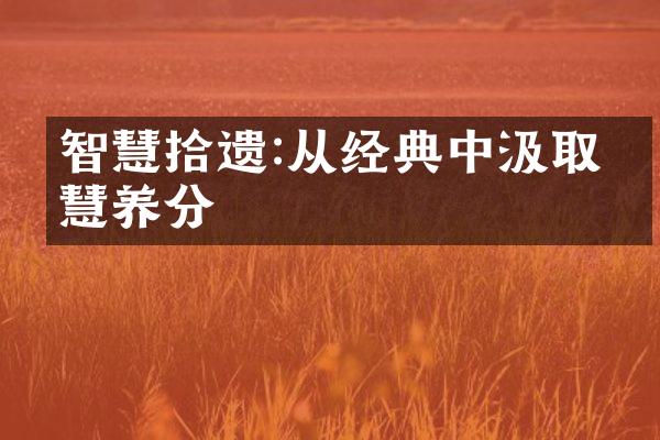 智慧拾遗:从经典中汲取智慧养分